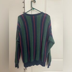 Vintage blue-green oversized striped sweater
